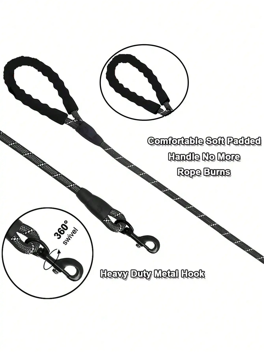 Everyday Rope Dog Leash - Reflective & Padded Grip