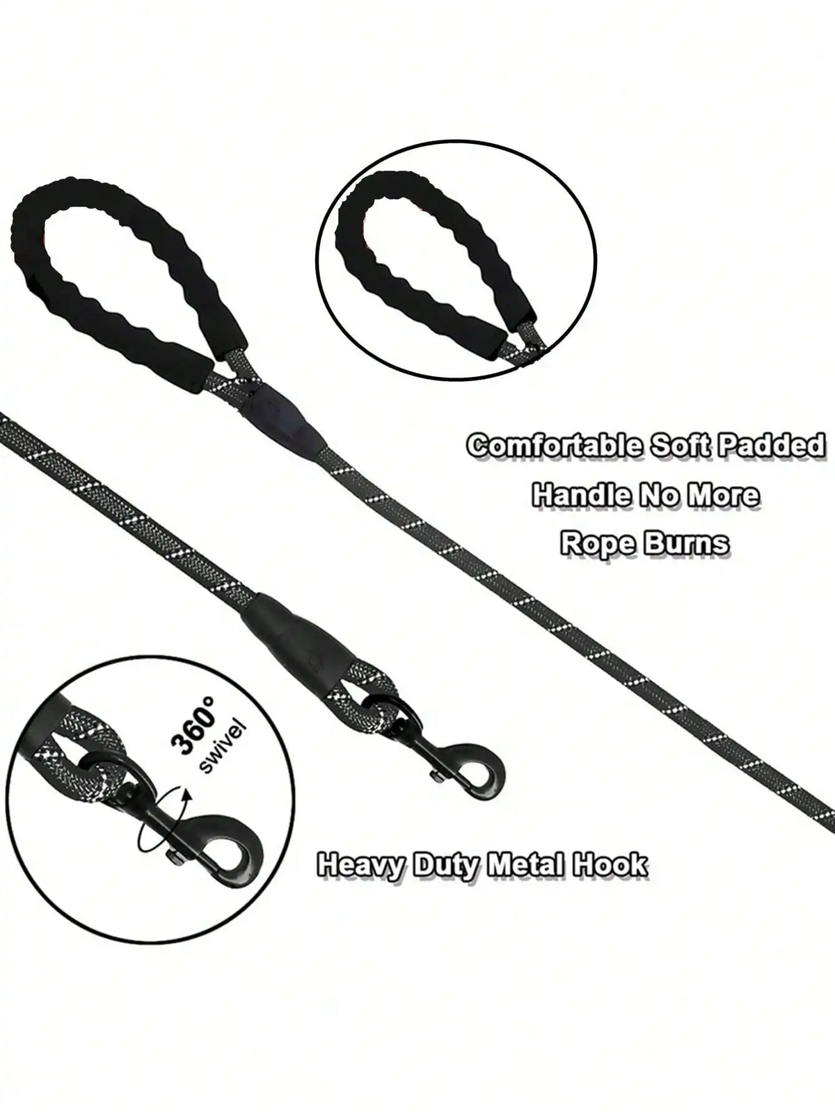 Everyday Rope Dog Leash - Reflective & Padded Grip