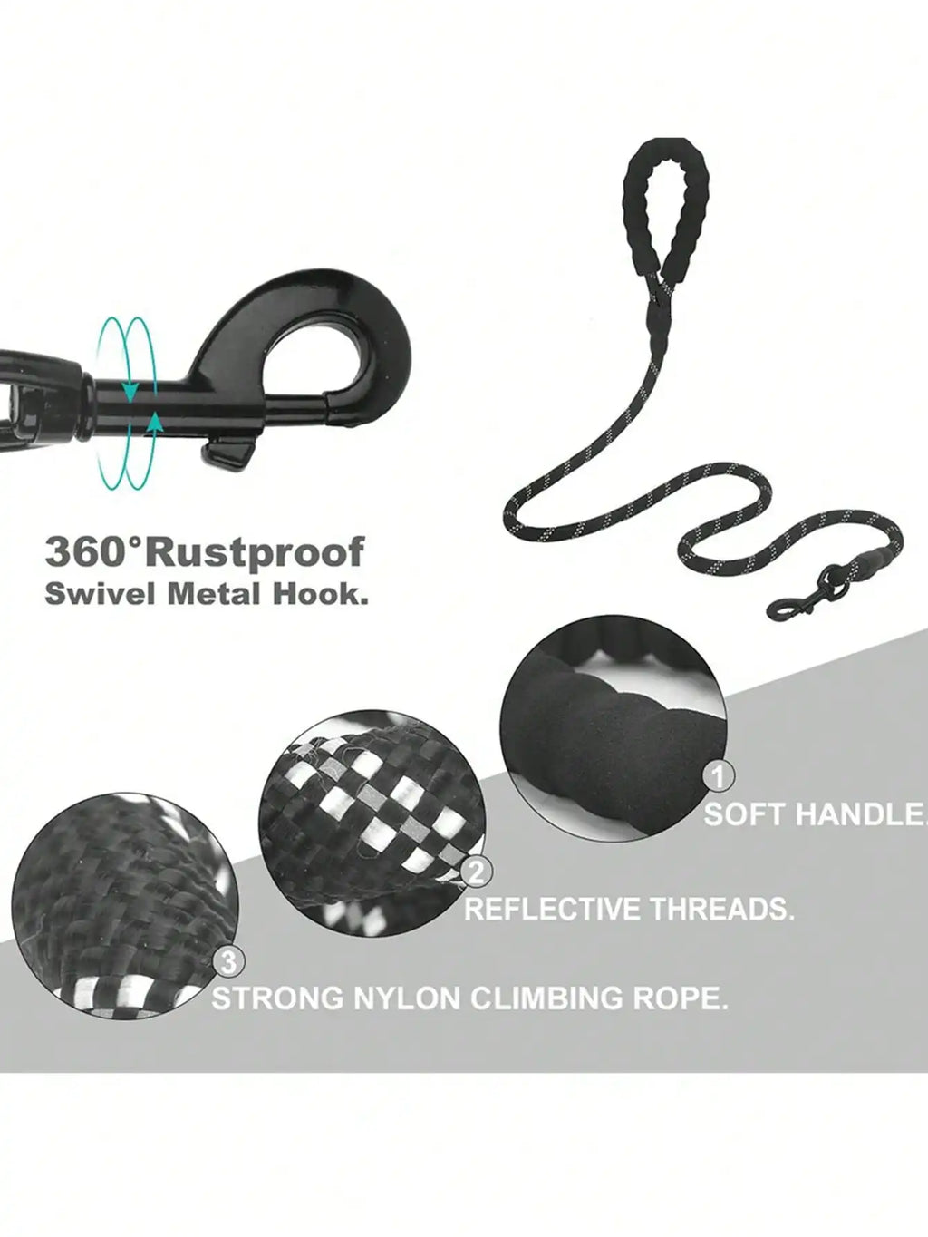 Everyday Rope Dog Leash - Reflective & Padded Grip