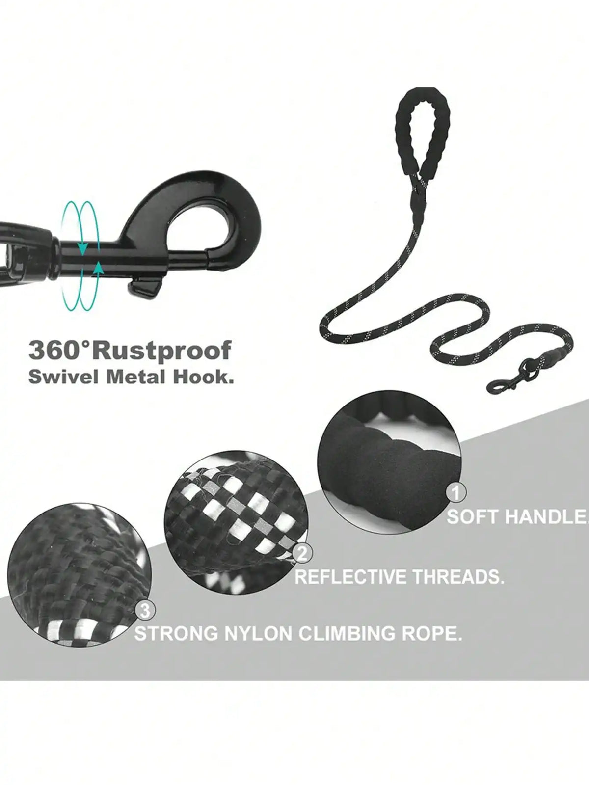Everyday Rope Dog Leash - Reflective & Padded Grip
